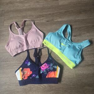 Victoria's Secret Pink And Nike Turquoise and Yellow Sports Bra Trio